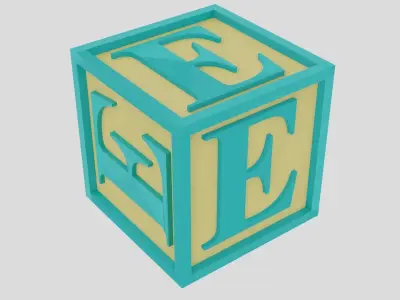 Kids Letter Block - E Letter Low-poly 3D model