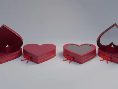 Gift Box Valentine Heart shape with Ribbon Low-poly 3D model