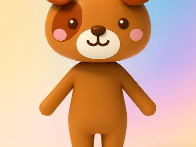 Cartoon Bear Animated  Low-poly 3D model