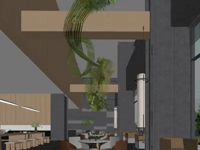 Modern reception lobby 3D model 2