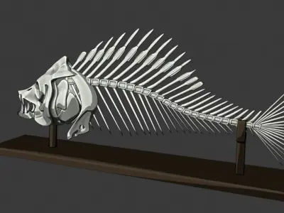 Carnivorous fish bone Low-poly 3D model