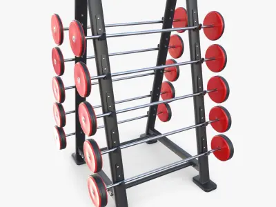 Barbell rack double 3D model