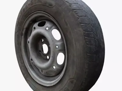 Old car wheels 3D model Low-poly 3D model