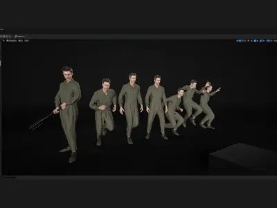 Man in Overalls 2 - Modular - Rigged Low-poly 3D model