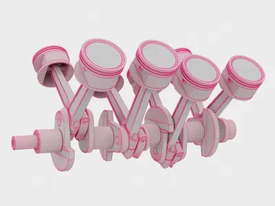 Animated V8 Engine 3D model