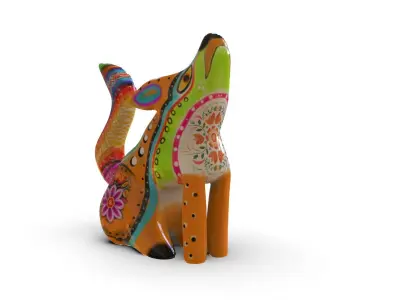 Fox Alebrije  Low-poly 3D model