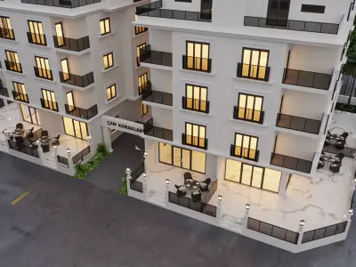 9-Modern Exterior Build Apartment - 3ds Max - Corona Renderer 3D model
