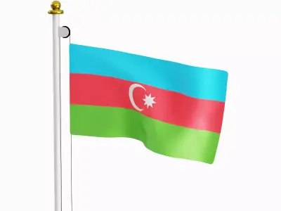 Flag of the Azerbaijan Low-poly 3D model