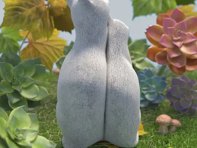 Happy couple cats Low-poly 3D model