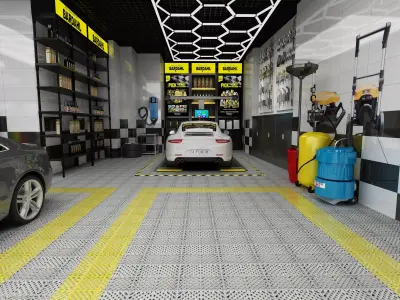 auto repair shop Low-poly 3D model