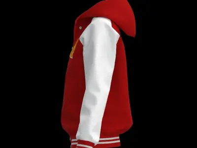 Female raglan varsity jacket 3D model