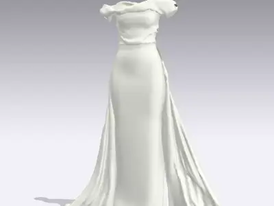 inside corset and outside draped front look dress Low-poly 3D model