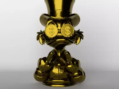 Rebel Millionaire Duck  Sculpture with Dollar Glasses 3D print model