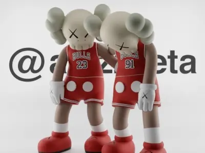 Kaws Chicago Bulls Along The Way Textured Low-poly 3D model