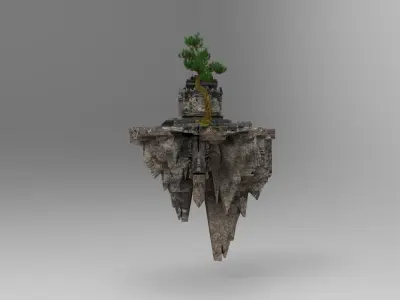 flying temple island 3D model