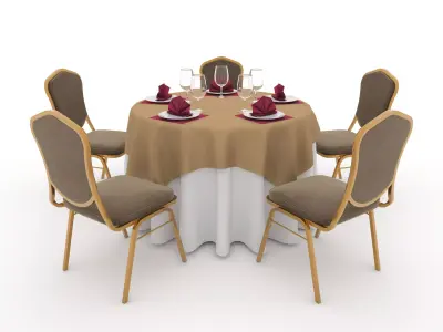 Banquet Table and Chair 18 3D model