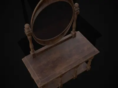 Wooden Vanity Set Low-poly 3D model