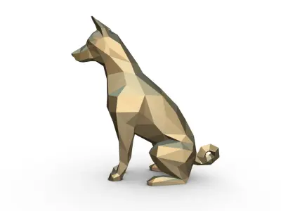 basenji dog low poly 3D print model