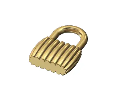 Ribbed padlock pendant and charm 3D print model