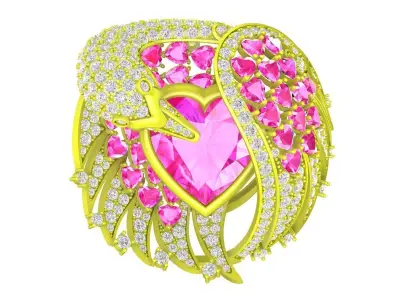 A7852 Luxury Diamond Swan Ring 3D print model