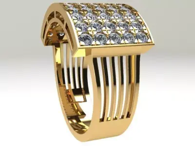 Man Signet Ring  With Diamond 3D print model