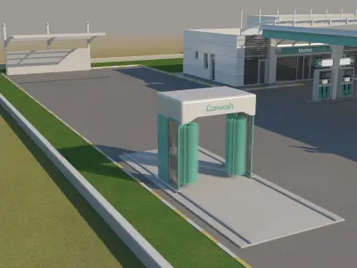 Gas Station In Desert 3D model