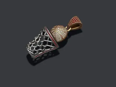 basketball pendant with gems 3D print model