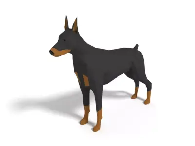 Low Poly Cartoon Doberman Low-poly 3D model
