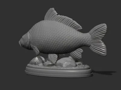 Carp fish on the base 3D print model