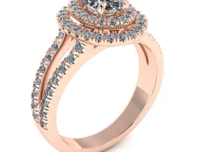 Elegant Oval Halo Diamond Engagement Ring 3D Model Bundle Pack 3D print model