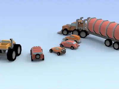 Low Poly Raider Cars Low-poly 3D model