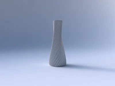 Vase semi quadratic with bent extruded lines 3D print model