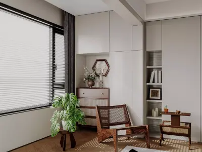 Modern living room dining room interior scenes 196 3D model