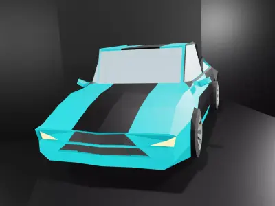 Lowpoly Sport Car - Type 2 - Light Blue Low-poly 3D model