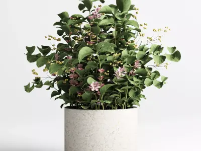 Bouquet 10 vase marble 3D model