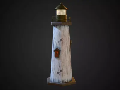 Wooden Lighthouse Decor Low-poly 3D model