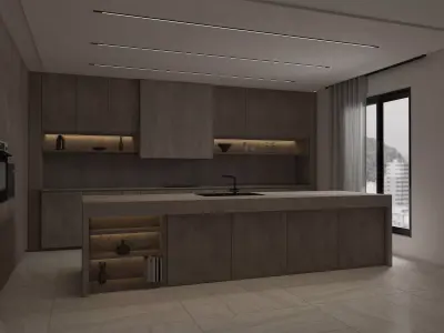 modern kitchen Low-poly 3D model