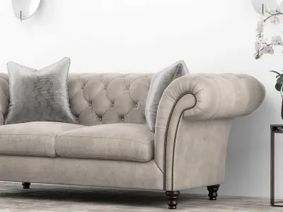 Club Chesterfield sofa set 3D model