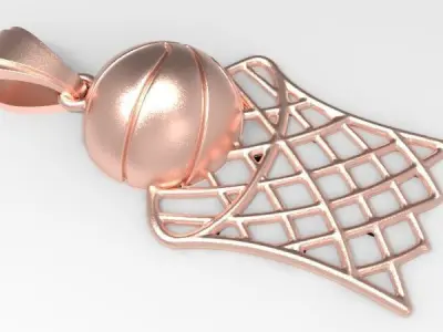 Hollow Light Weight Basketball Hoop Pendant Necklace jewelry 3D print model