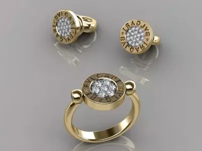 Bvlgari Ring and Earrings 3D print model