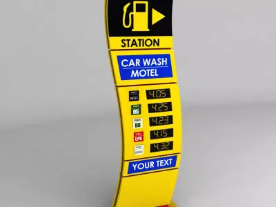 Gas station price sign totem low poly 03 Low-poly 3D model