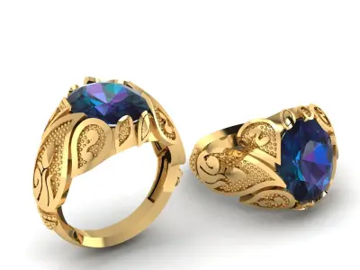 LUXURY BLUE SAPPHIRE RING 3D PRINTABLE MODEL 3D print model
