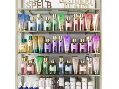 A rack with cosmetics in a beauty salon or supermarket 3D model