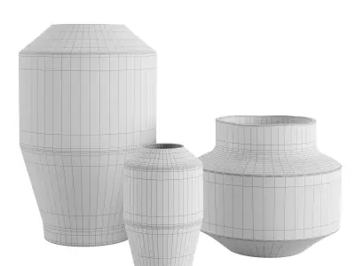 Set of 3 paper vases 3D model