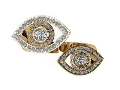 Round halo eye cutted ring 3D print model