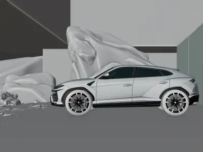 Automotive Render Scene 3D Blender File Textured 3D model