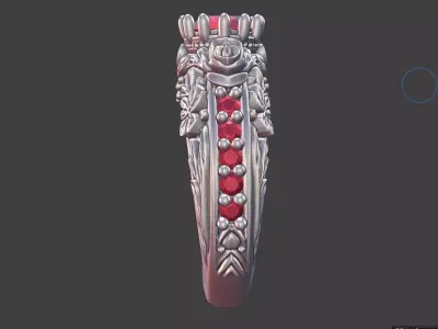 Floral Rose Leaf Ring With Prong set Gemstone 3D print model