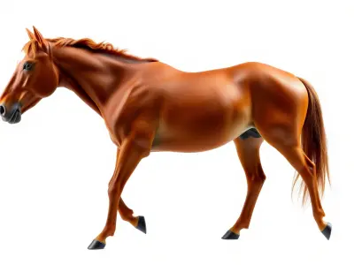 Chestnut Warmblood Horse with Energetic Performance Low-poly 3D model
