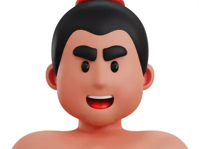 Sumo Player Avatar 3D Icon Low-poly 3D model