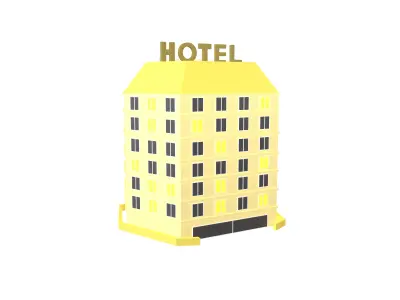 Low Poly Hotel v1 003 Low-poly 3D model